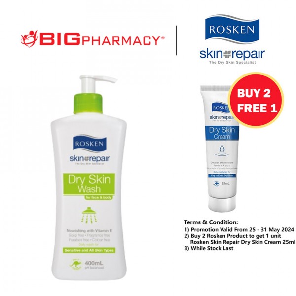 ROSKEN DRY SKIN WASH FOR FACE AND BODY 400ML