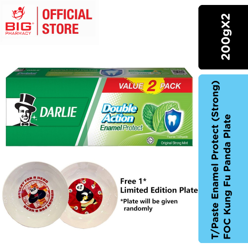 DARLIE T/PASTE D/ACTION ENAMEL PROTECT 200GX2 (STRONG) FOC KUNG FU PANDA PLATE