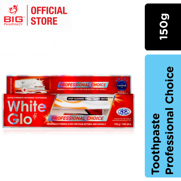 White Glo T/Paste Professional Choice 150g+Toothbrush+Toothpic