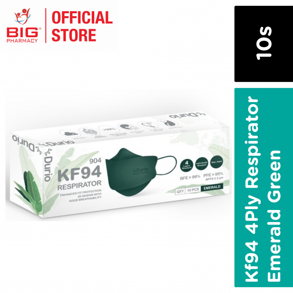 Durio (904) Kf94 4Ply Respirator (Emerald Green) 10S
