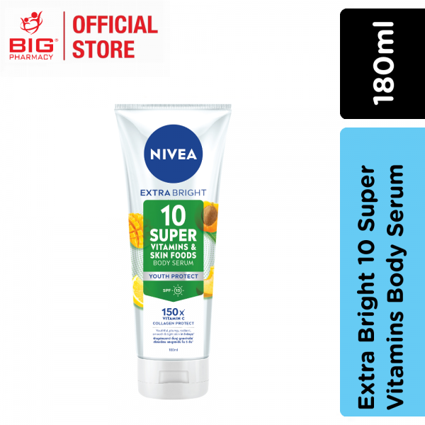 Nivea Extra Bright 10 Super Vitamins & Skin Foods Youth Protect Serum 180ml
