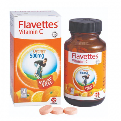 Flavettes Sugar Free Chewable Vit C 500mg (Orange) 50s