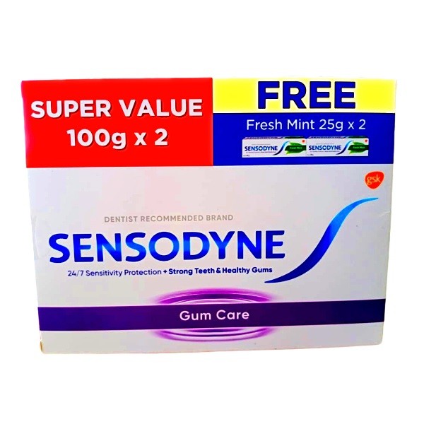 Sensodyne Toothpaste Gum Care 2X100g Foc TP Freshmint 2x25g