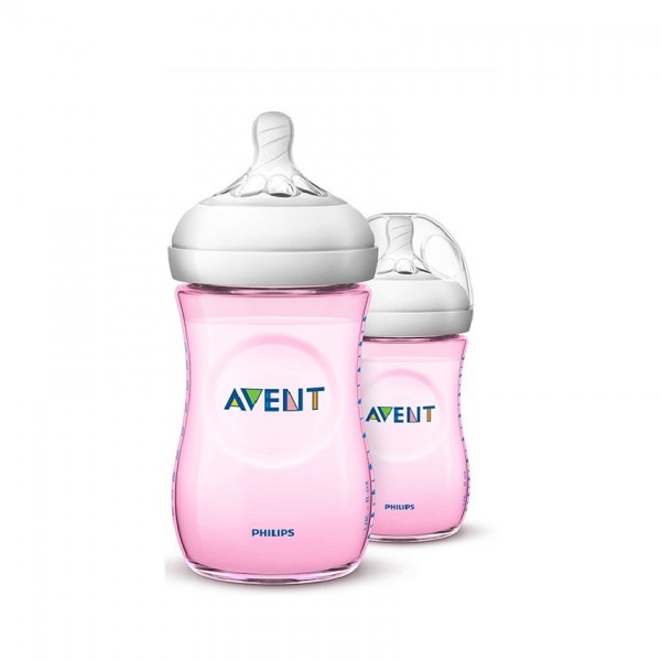Avent Natural Bottle Pink 260ml X2 (Scf694/23)