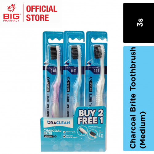 Oraclean Charcoal Brite Toothbrush (Medium) 3s