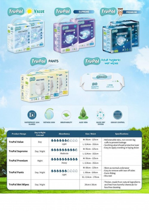 TRUPAL ADULT DIAPERS VALUE M 10S
