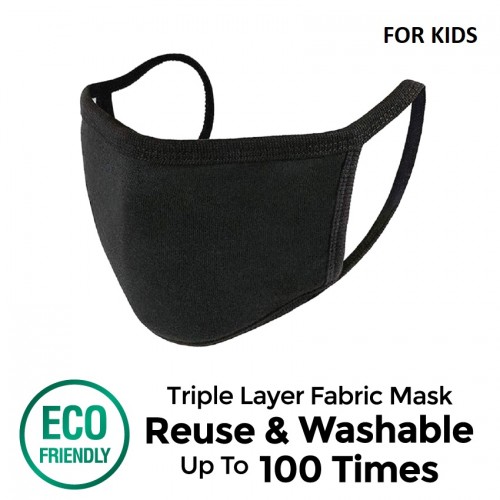 GWP - Offen 3 Ply Reusable Fabric Mask (Black - Kids) 1s