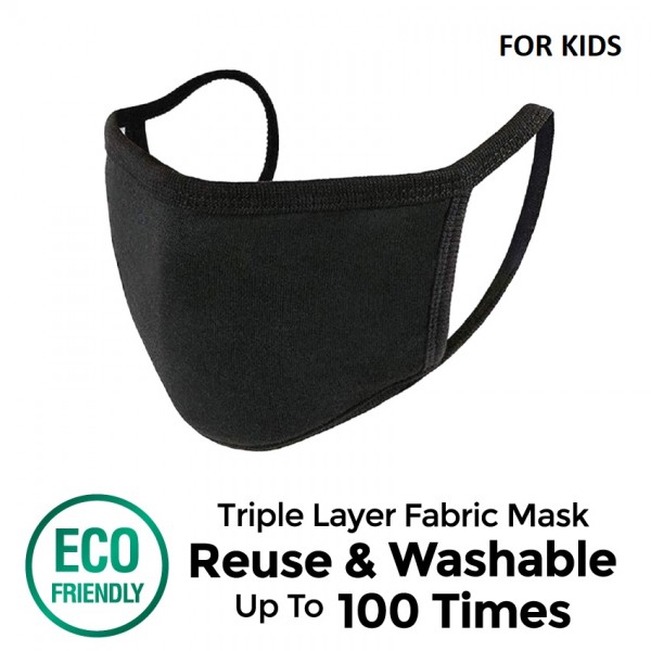 Offen 3 Ply Reusable Fabric Mask (Black - Kids) 1s