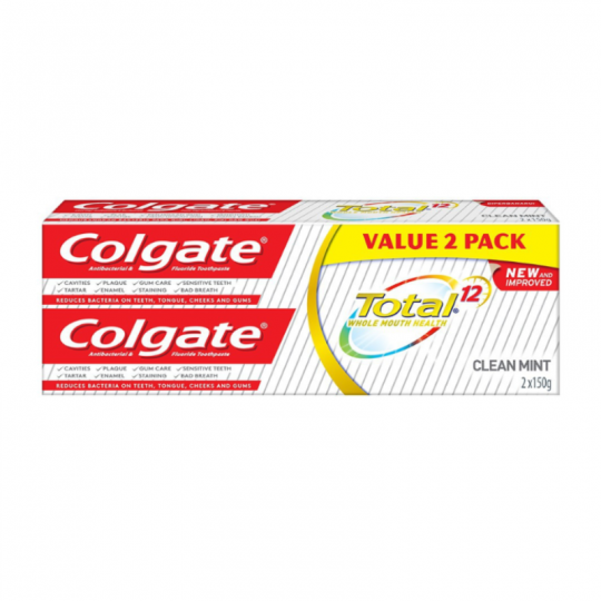 COLGATE T/PASTE TOTAL 150G X2 CLEAN MINT