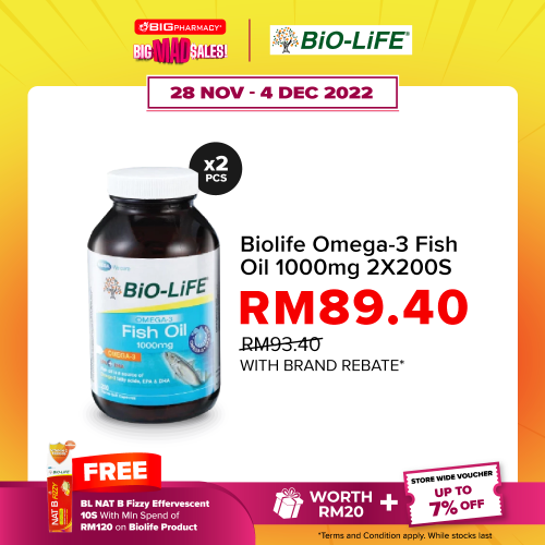 Biolife Omega-3 Fish Oil 1000mg 2X200S