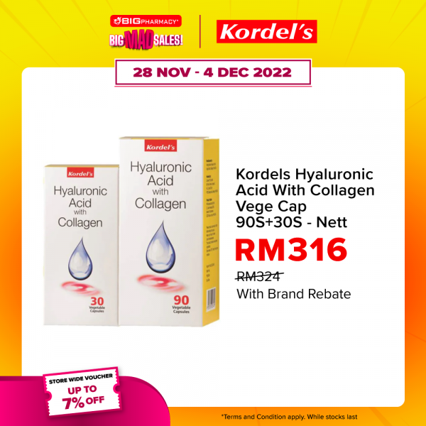 Kordels Hyaluronic Acid With Collagen Vege Cap 90S+30S - Nett