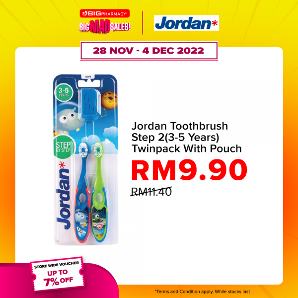 Jordan Toothbrush Step 2(3-5 Years) Twinpack With Pouch