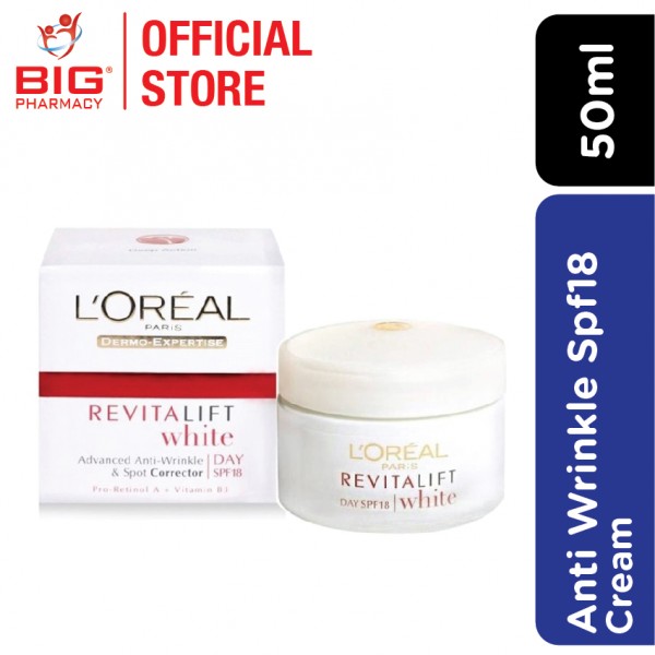 Loreal Revitalift Wht Anti-Wrinkle + Spot Corrector Spf18 Cream 50ml
