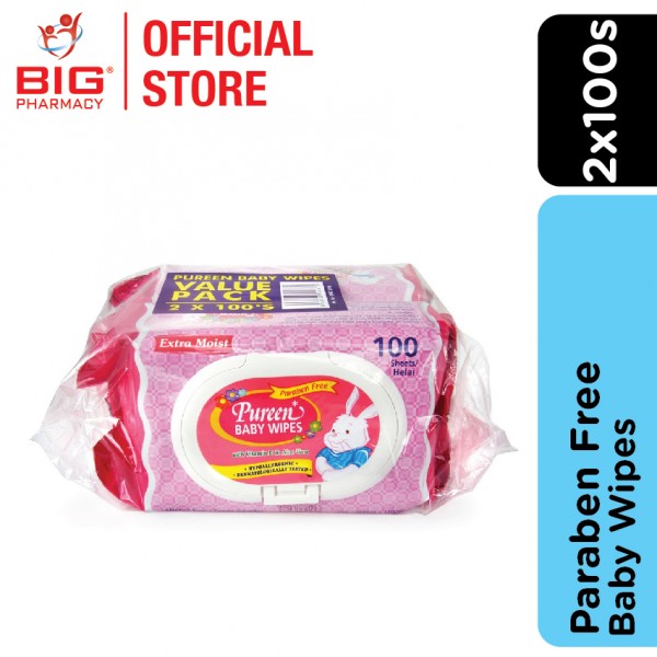 Pureen Baby Wipes 2X100S (Pink)