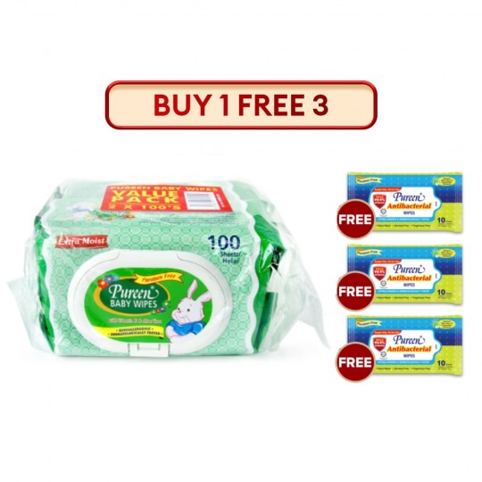 Pureen Baby Wipes 2X100S (Green)