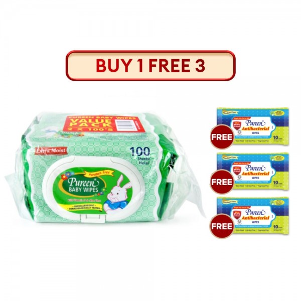 Pureen Baby Wipes 2X100S (Green)