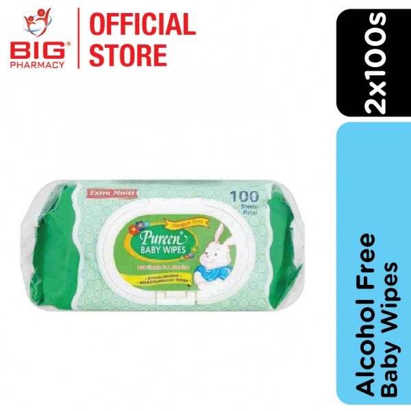 PUREEN BABY WIPES 2X100S (GREEN)