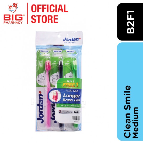 Jordan Toothbrush Clean Smile Medium 3s (B2F1)