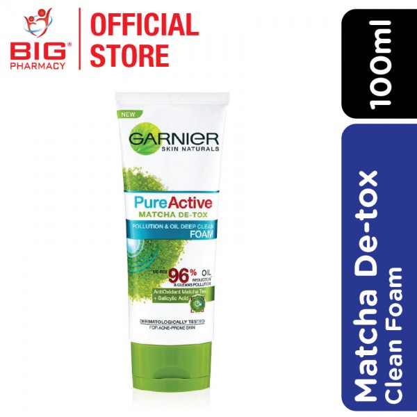 Garnier Pure Active Matcha De-Tox Face Clean Foam 100ml