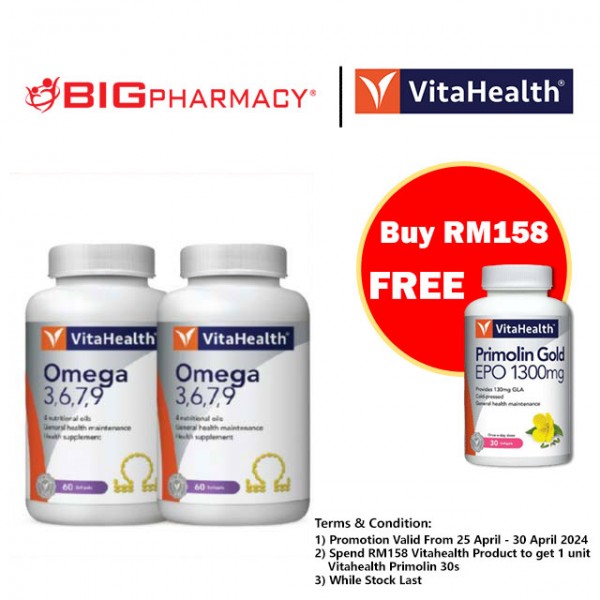 Vitahealth Omega 3,6,7,9 Softgel 60S X 2