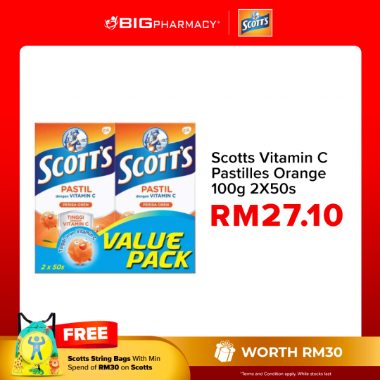 Scotts Vitamin C Pastilles Orange 100g 2X50s