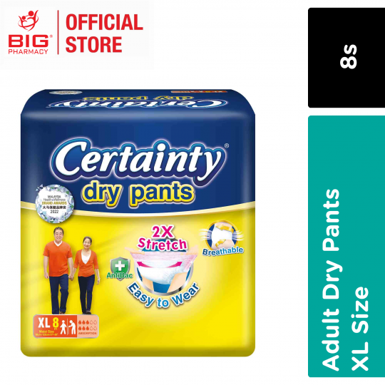 Certainty Adult Dry Pants XL Size 8s