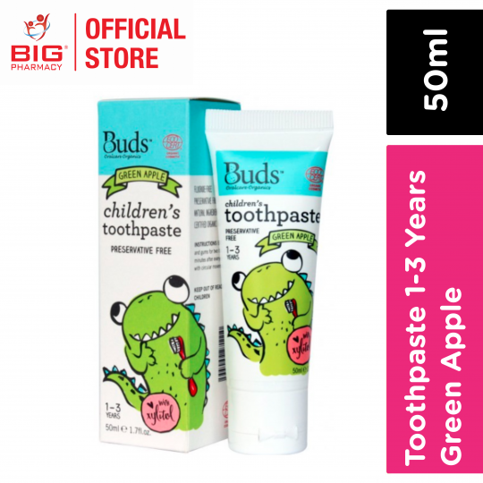 Buds Childrens Toothpaste 1-3 Years 50ml (Green Apple)