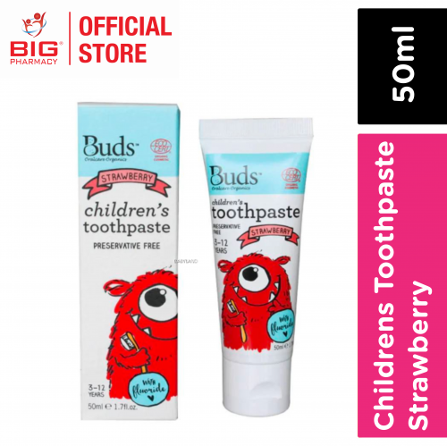 Buds Childrens Toothpaste 3-12 Years 50ml (Strawberry)