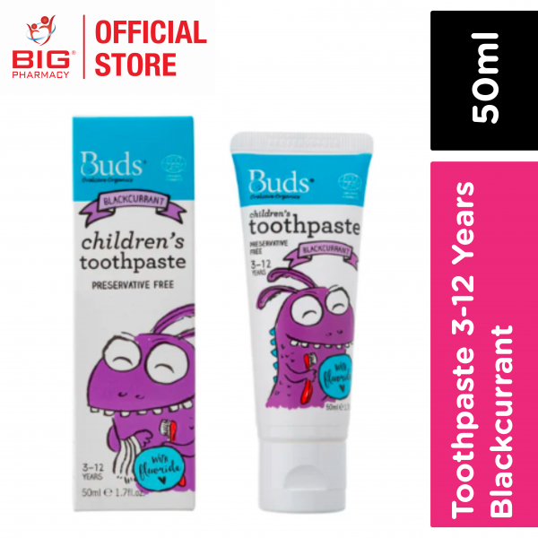 Buds Childrens Toothpaste 3-12 Years 50ml (Blackcurrant)