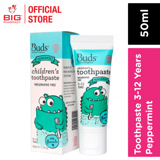 Buds Childrens Toothpaste 3-12 Years 50ml (Peppermint)