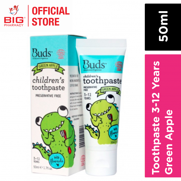 Buds Childrens Toothpaste 3-12 Years 50ml (Green Apple)