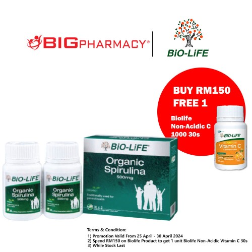 Biolife Organic Spirulina 500mg 2X30s