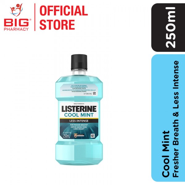 Listerine M/Wash 250ml Cool Mint Less Intense (Zero)