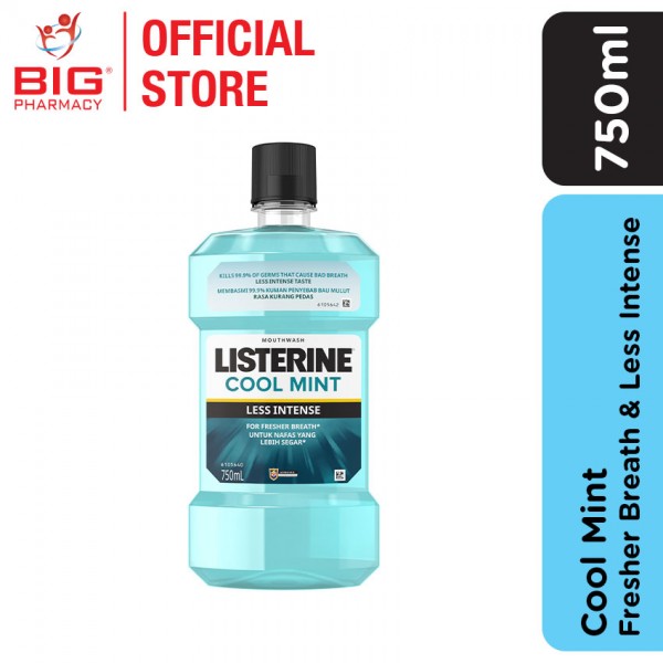 Listerine Mouthwash 750ml Cool Mint Less Intense (Zero)