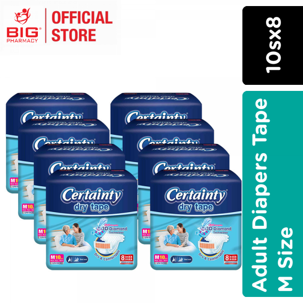Certainty Disposable Adult Diapers Tape (M) 10s X 8