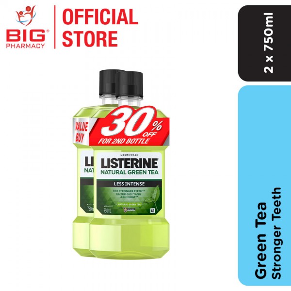 Listerine Mouthwash 750mlx2 Green Tea Less Intense