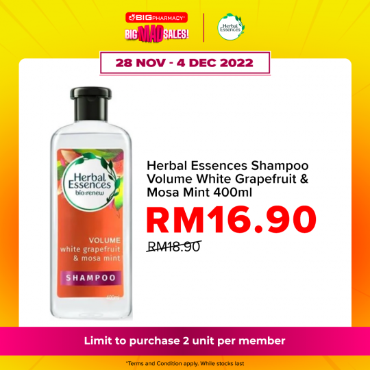 Herbal Essences Shampoo Volume White Grapefruit & Mosa Mint 400ml