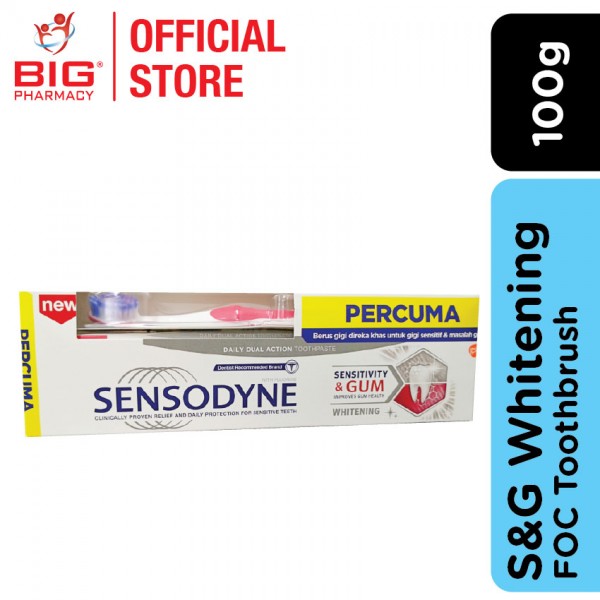 Sensodyne Toothpaste Sensitivity & Gum 100g Whitening FOC Toothbrush