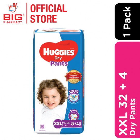 Huggies Dry Pants Super Jumbo Pack XXL 32S+4