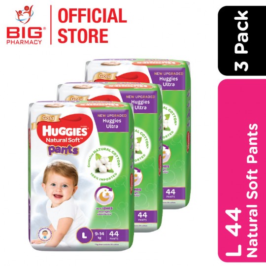 Huggies Natural Soft Pants Super Jumbo Pack L 44SX3