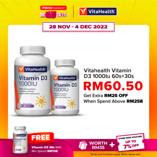 Vitahealth Vitamin D3 1000Iu 60s+30s