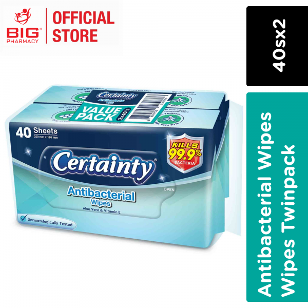 CERTAINTY ANTIBACTERIAL WIPES 40SX2