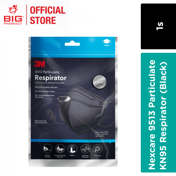 3m Nexcare 9513 Particulate KN95 Respirator (Black) 1s