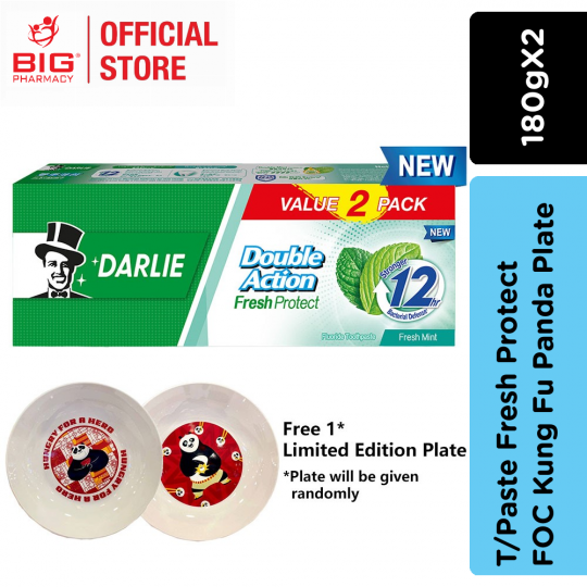 DARLIE T/PASTE DOUBLE ACTION 180GX2 FRESH PROTECT FOC KUNG FU PANDA PLATE