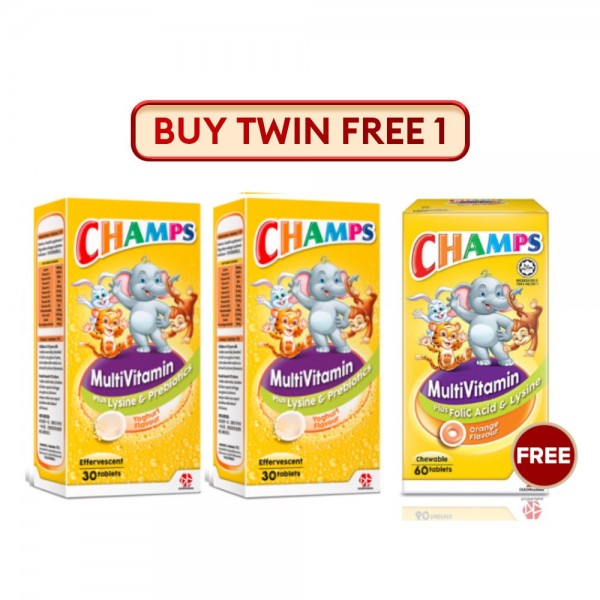 Champs Effervencent Mulitvitamine Lysine & Pebiotic (Yogurt) 30 Twinpack