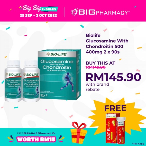 Biolife Glucosamine With Chondroitin 500/400mg 2X90s