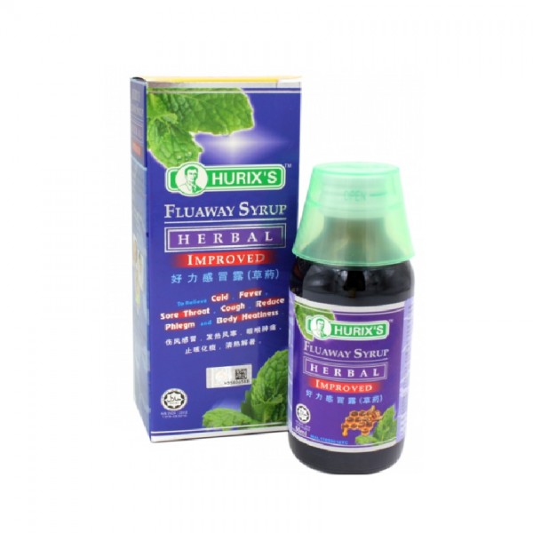 Hurixs Fluaway Syrup Herbal 60ml (Cold,Sore Throat,Fever)