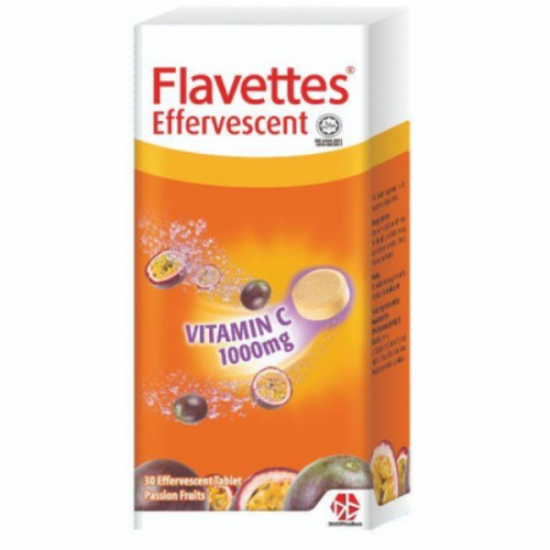 Flavettes Effervescent Vit C 1000mg Passion Fruit 15s x2