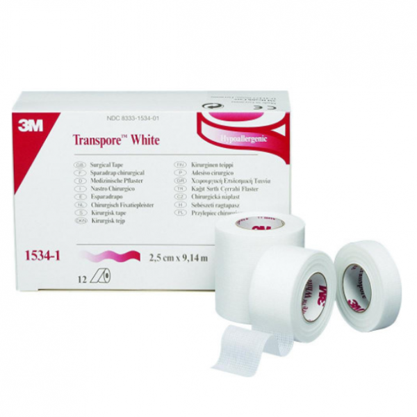3M Transpore White (1534-1) 1 Inch X 10Yd 12s