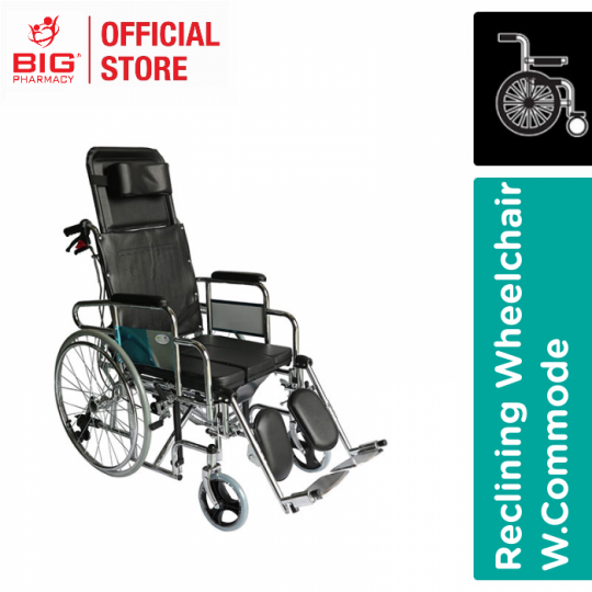 Greencity Reclining Commode Wheelchair W/Detachable Armrest (Wc-607)